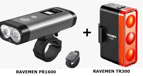 RAVEMEN LS30 USB Fahrrad-Lichtset PR1600+TR300