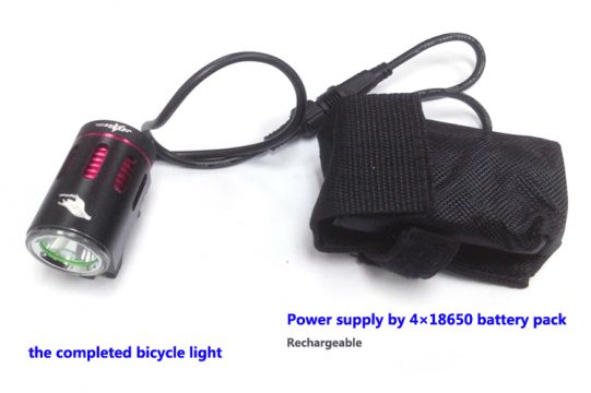 Hi-Tech LED  Bike light CREE XM-L T6 900lm incl. 4800mAh battery, silicon rings and charger