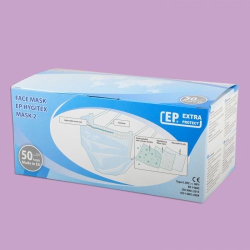 Hygitex Disposable MNS Maske CE & EN14683 Type II and 98% BFE, dP=30 3-Lagig 50Stk