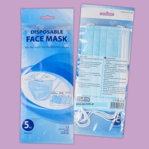 Hygitex Disposable MNS Maske CE & EN14683 Type II and 98% BFE, dP=30 3-Lagig 5Stk