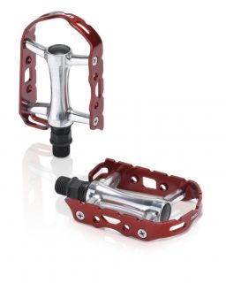 XLC MTB-Pedal Ultralight PD-M15 Alu, silber-rot, ohne Reflektor