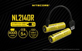 NITECORE NL2140R type 21700 USB-C Rechargable battery 4000mAh