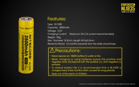 NITECORE NL1835 type 18650 Li-Ion Akku 3500mAh