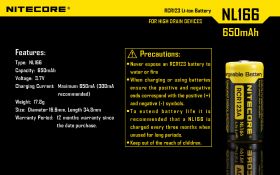 NITECORE NL166 RCR123A Li-Ion Batterie