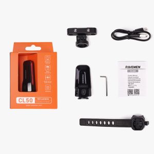 RAVEMEN CL50 Ultra‑Compact Rear Light (50 lm, 300° Visibility, Smart Brake Detection)
